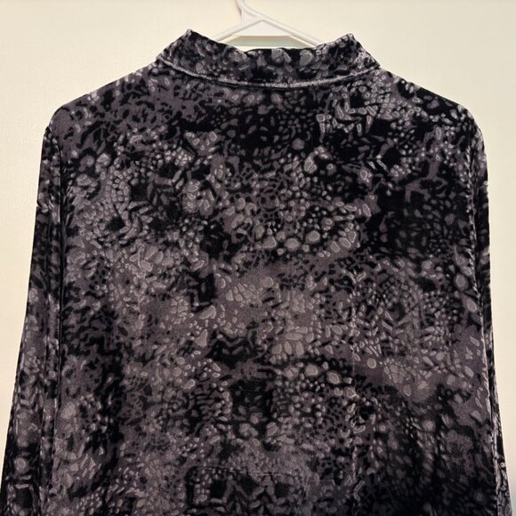 J. Jill Womens Silk-Blend Velvet Lace Button-Front Shirt Top Blouse L Black/Gray - Picture 5 of 9